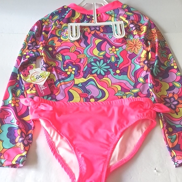 NWT Penelope Mack Cute 2 Piece Multi-Color Long Sleeve Swimset Size 12 - Picture 4 of 12